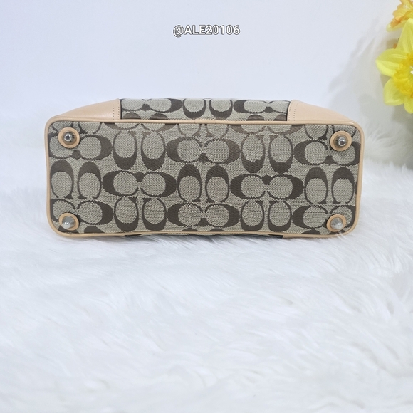 Coach #6366 Elegant Tan and Brown Designer Satchel Bag. - Picture 7 of 12